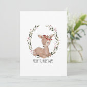 Kerstmis Fawn Wreath Feestdagenkaart (Staand voorkant)