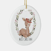 Kerstmis Fawn Wreath Keramisch Ornament (Rechts)