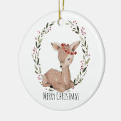Kerstmis Fawn Wreath Keramisch Ornament (Links)
