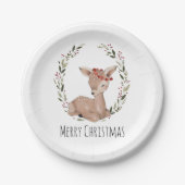 Kerstmis Fawn Wreath Papieren Bordje (Voorkant)