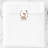Kerstmis Fawn Wreath Vierkante Sticker (Tas)