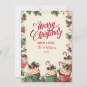 Kerstmis Feest Cupcake Blijdschap Feestdagenkaart (Voorkant)