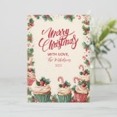 Kerstmis Feest Cupcake Blijdschap Feestdagenkaart (Staand voorkant)
