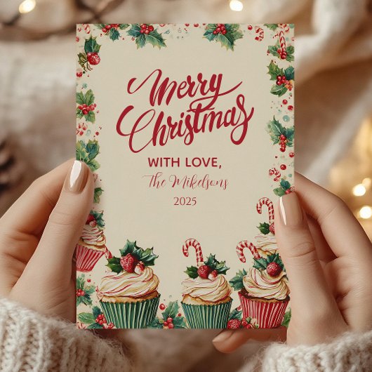 Kerstmis Feest Cupcake Blijdschap Feestdagenkaart