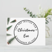 Kerstmis feestdag diner wit groen eenvoudig kaart (Staand voorkant)