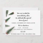 Kerstmis feestdag diner wit groen eenvoudig kaart (Achterkant)