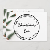 Kerstmis feestdag diner wit groen eenvoudig kaart (Voorkant / Achterkant)