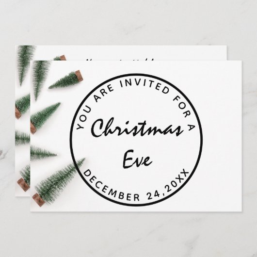 Kerstmis feestdag diner wit groen eenvoudig kaart (Voorkant / Achterkant)