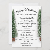 Kerstmis feestdag diner wit groen eenvoudig kaart (Achterkant)