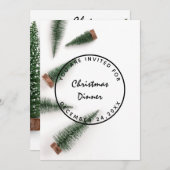 Kerstmis feestdag diner wit groen eenvoudig kaart (Voorkant / Achterkant)