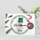 Kerstmis feestdag diner witte groene sneeuw kaart (Staand voorkant)