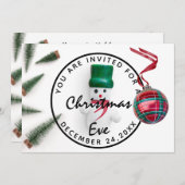 Kerstmis feestdag diner witte groene sneeuw kaart (Voorkant / Achterkant)