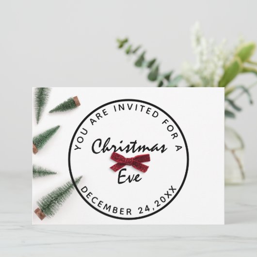 Kerstmis feestdag diner witte rode rode roboe kaart (Staand voorkant)