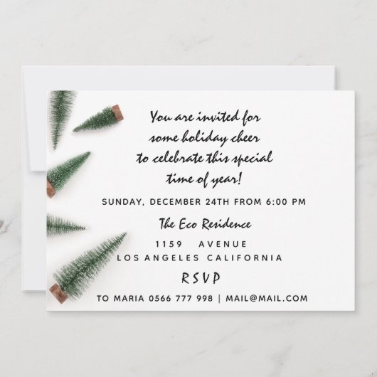 Kerstmis feestdag diner witte rode rode roboe kaart (Achterkant)