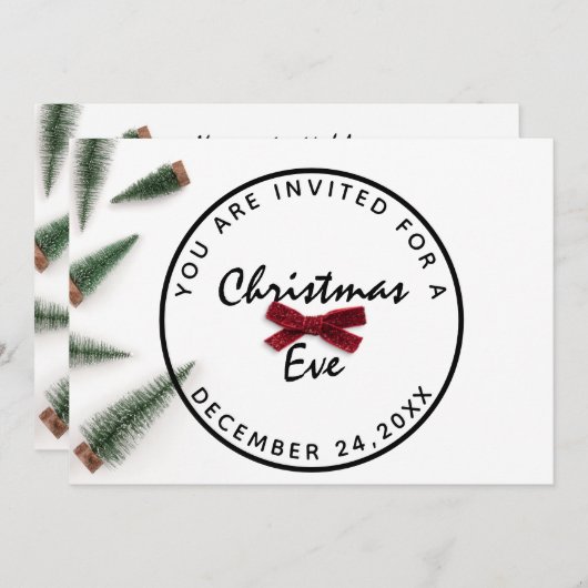 Kerstmis feestdag diner witte rode rode roboe kaart (Voorkant / Achterkant)