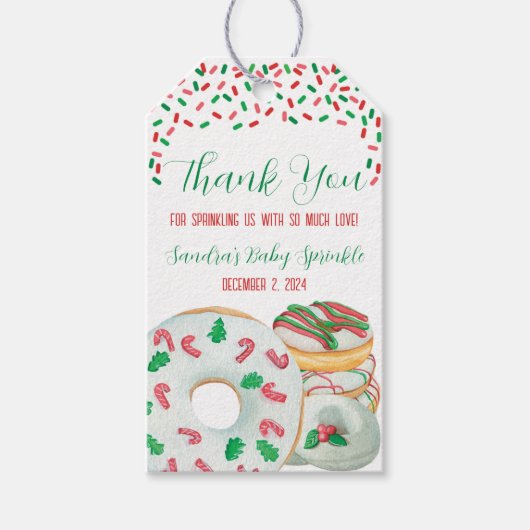 Kerstmis, feestdag Donut Sprinkles, Baby Sprinkle Cadeaulabel (Voorkant)
