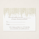 Kerstmis, feestdag, gouden verblinding, rood cadea visitekaartje (Achterkant)