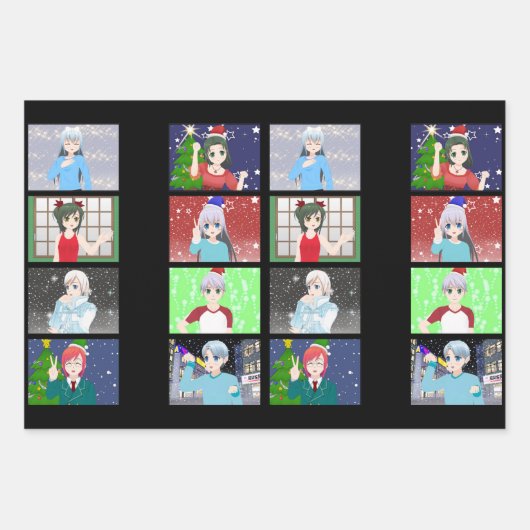 Kerstmis/feestdag, met animatiemodel, blad inpakpapier vel (Voorkant 3)