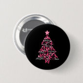 Kerstmis: feestdag roze lintlintgevecht ronde button 5,7 cm (Voorkant /achterkant)