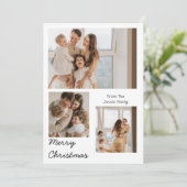 Kerstmis feestdagen Modern Typografie 3-foto Feestdagenkaart (Staand voorkant)