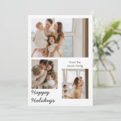 Kerstmis feestdagen Modern Typografie 3-foto Feestdagenkaart (Staand voorkant)