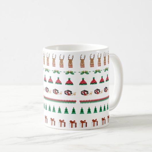 Kerstmis Feestdagen Red Green Coffee Cup Mok (Voorkant rechts)