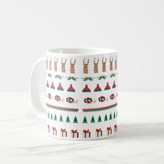 Kerstmis Feestdagen Red Green Coffee Cup Mok (Voorkant links)