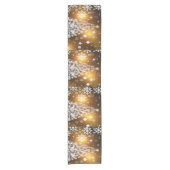 Kerstmis, Feestdagen, Sneeuwvlokken, Goud, Glans Korte Tafelloper (Voorkant)