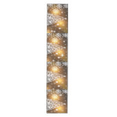 Kerstmis, Feestdagen, Sneeuwvlokken, Goud, Glans Medium Tafelloper (Voorkant)