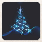 Kerstmis Feestelijk Blauw Elegant Kartonnen Onderzetters (Voorkant)