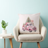Kerstmis Feestelijk Kussen Retro Roze Vrachtwagen (Stoel)