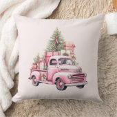 Kerstmis Feestelijk Kussen Retro Roze Vrachtwagen (Deken)