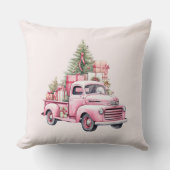 Kerstmis Feestelijk Kussen Retro Roze Vrachtwagen (Voorkant)