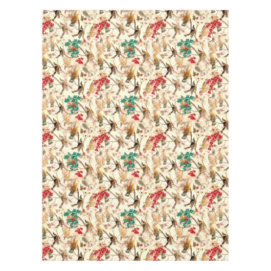 Kerstmis, feestelijk, mistletoe, vogels, natuur pa tafelkleed (Voorkant)