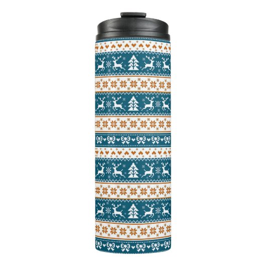 Kerstmis feestelijk patroon thermosbeker (Voorkant)