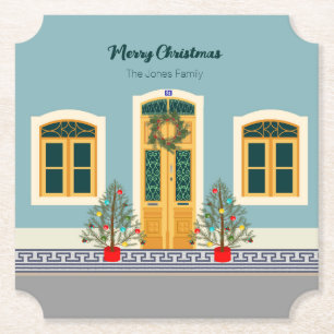Kerstmis feestelijk Portugees huis Kartonnen Onderzetters