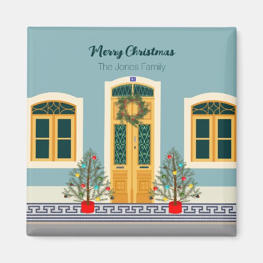 Kerstmis feestelijk Portugees huis Magneet (Voorkant)