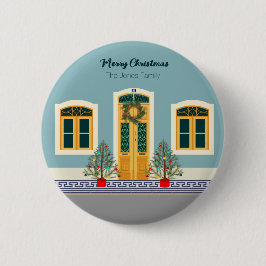 Kerstmis feestelijk Portugees huis Ronde Button 5,7 Cm