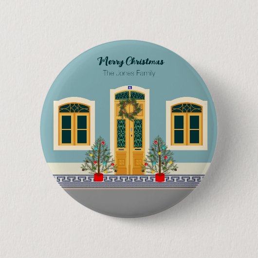 Kerstmis feestelijk Portugees huis Ronde Button 5,7 Cm (Voorkant)