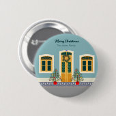 Kerstmis feestelijk Portugees huis Ronde Button 5,7 Cm (Voorkant /achterkant)