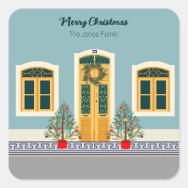 Kerstmis feestelijk Portugees huis Vierkante Sticker