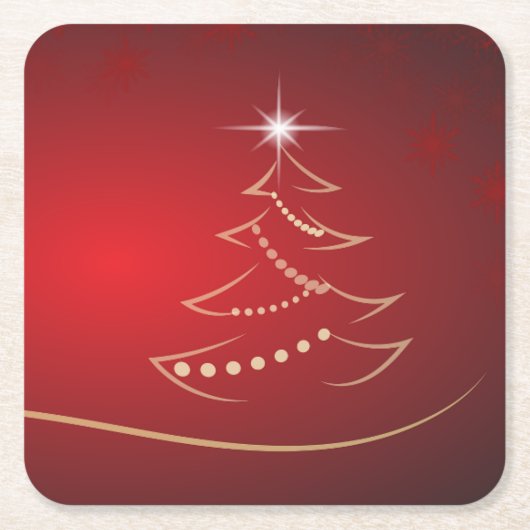 Kerstmis Feestelijk Rood Elegant Kartonnen Onderzetters (Voorkant)