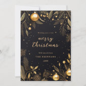 Kerstmis Feestelijk Zwart Uniek Modern Elegant Feestdagenkaart (Voorkant)