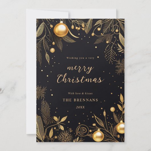 Kerstmis Feestelijk Zwart Uniek Modern Elegant Feestdagenkaart (Voorkant)