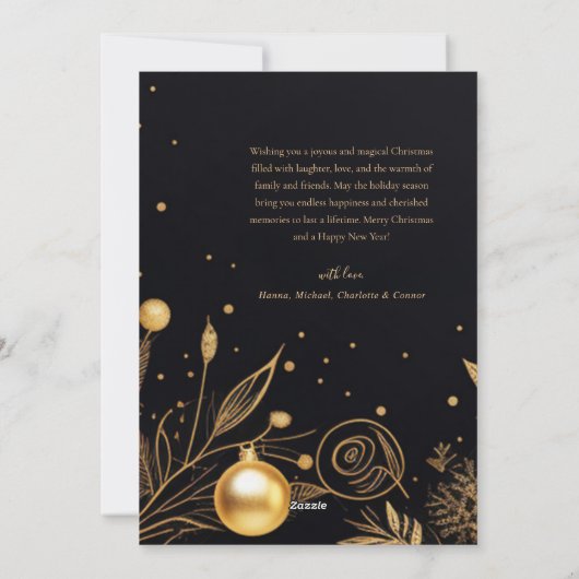 Kerstmis Feestelijk Zwart Uniek Modern Elegant Feestdagenkaart (Achterkant)