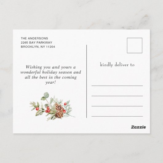 Kerstmis: feestelijke feestdag briefkaart (Achterkant)