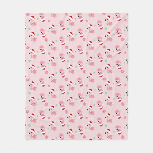 Kerstmis Feestelijke Flamingo's in Santa Hoeden op Fleece Deken (Voorkant)