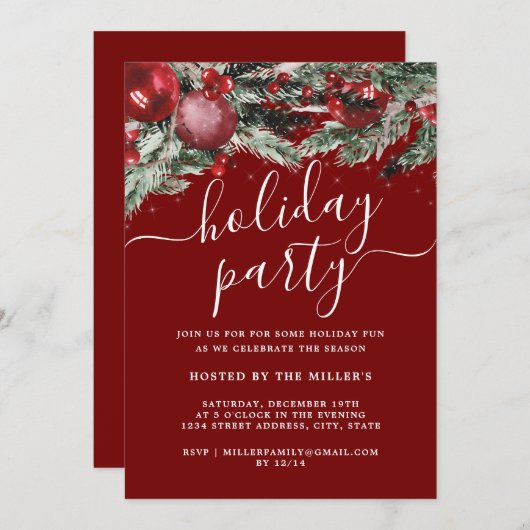 Kerstmis feestelijke gebladerte vakantie kaart (Voorkant / Achterkant)