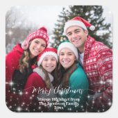 Kerstmis Feestelijke Glitters Foto Overlay Vierkante Sticker (Voorkant)
