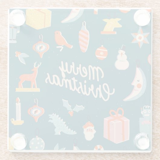 Kerstmis: feestelijke illustratie. glazen onderzetter (Achterkant)